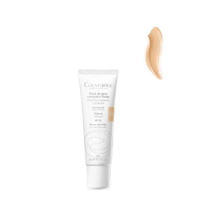 AveneCouvranceNatural2FluidBase30ml Bottle of Avène Couvrance Fluid Foundation Corrector Natural by Avène, a fluid foundation indicated for imperfections.