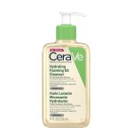 Bottle  of  CeraVe  Hydrating  Foaming  Oil  Cleanser  by  CeraVe,  a  creamy  oil  cleanser  indicated  for  moisturizing  and  repairing  skin.