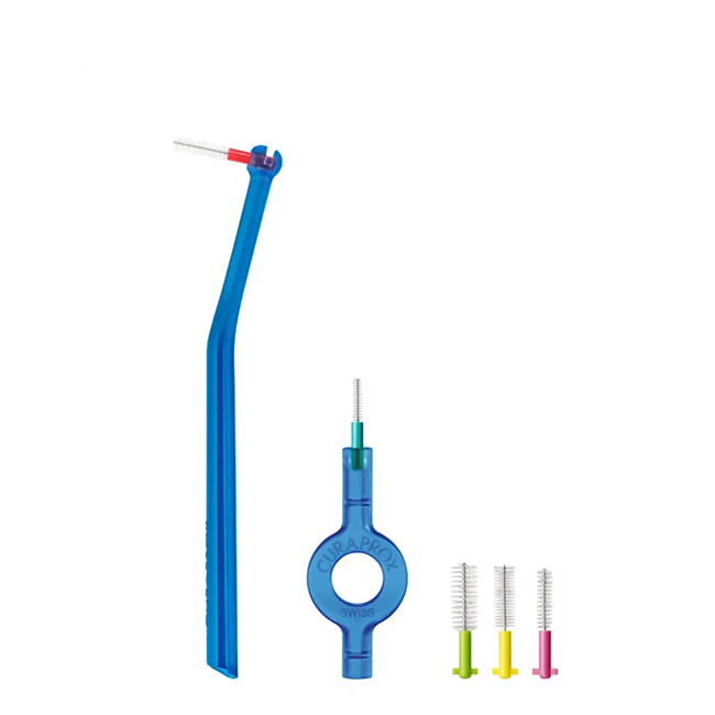 Curaprox Prime Plus Handy Kit Interdental Brush with Handle CPS 6-11 5un Box of Curaprox Prime Plus Start Set by Curaprox, interdental brushes indicated for cleaning tight spaces between teeth.