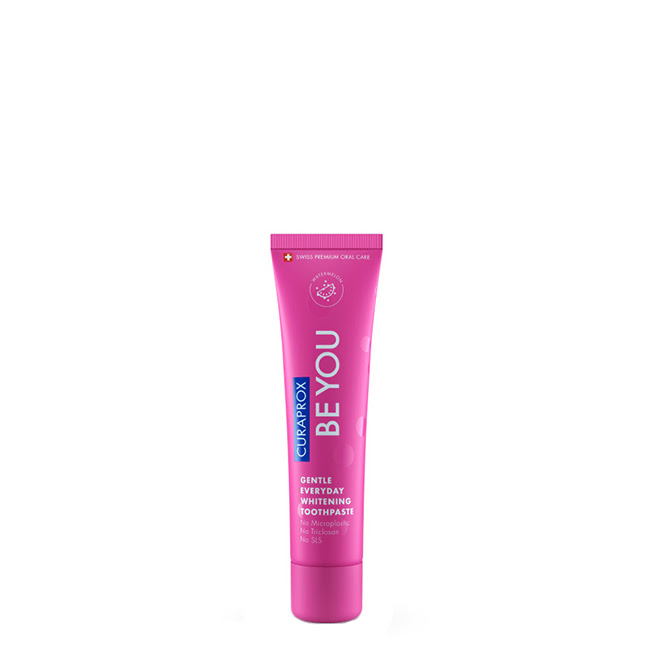 CuraproxBeYouToothpastePink60ml Tube of Curaprox Be You Toothpaste Pink by Curaprox, a dentrifying paste indicated for cavity protection and oral hygiene.