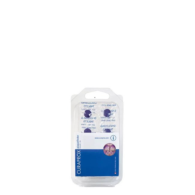 CuraproxPlaquefinderPCA223PlaqueRevealingTablet12un Box of Curaprox Plaquefinder PCA 223 Plaque Revealing Tablet by Curaprox, a tablet indicated for revealing dental plaque.