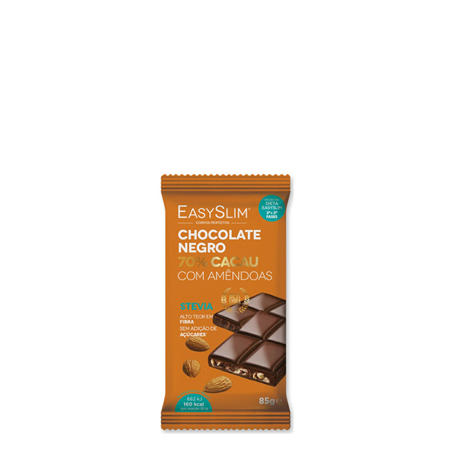 EasyslimDarkChocolate70CocoawithAlmond85g Easyslim Chocolate Negro 70% Cacao con Almendras 85g - Image 1
