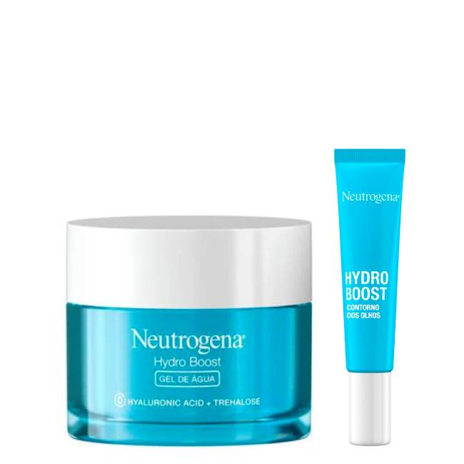 Neutrogena Hydro Boost Water Gel Set Product container of Neutrogena Hydro Boost Set by Neutrogena, a gel and cream set indicated for intense hydration of oily skin.