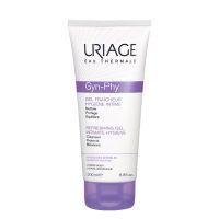 Bottle  of  Uriage  Gyn-Phy  Intimate  Hygiene  Refreshing  Cleansing  Gel  by  Uriage,  a  gel  indicated  for  daily  intimate  hygiene.