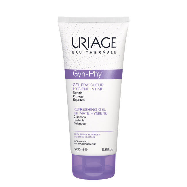 Uriage-GYN-PHY-Gel-Refrescante-pH-55-200ml Bottle of Uriage Gyn-Phy Intimate Hygiene Refreshing Cleansing Gel by Uriage, a gel indicated for daily intimate hygiene.
