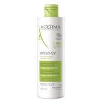 Bottle  of  A-Derma  Biology  Dermatological  Make-up  Remover  Lotion,  a  bio  milk  indicated  for  moisturizing  makeup  removal.