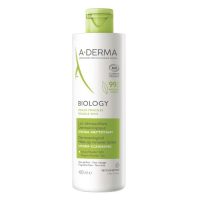 Bottle  of  A-Derma  Biology  Dermatological  Make-up  Remover  Lotion,  a  bio  milk  indicated  for  moisturizing  makeup  removal.
