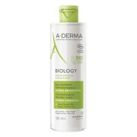Bottle  of  A-Derma  Biology  Dermatological  Micellar  Water,  a  micellar  water  indicated  for  cleaning  and  removing  makeup.