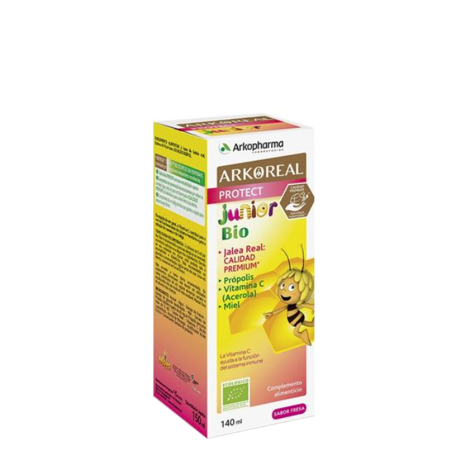 Arkoreal Protect Junior Bio Syrup Bottle of Arkoroyal Protect Junior Syrup by Arkoroyal, a syrup indicated for promoting normal immune system function.