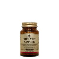 Bottle  of  Solgar  Chelated  Copper  2.5mg  by  Solgar,  a  tablet  indicated  for  normal  immune  system  function.