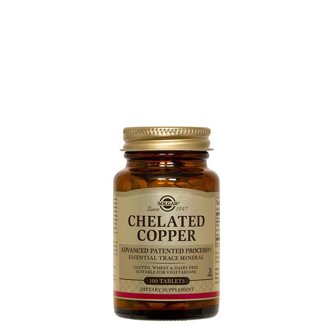 SolgarChelatedCopper2.5mgTabletsx100 Bottle of Solgar Chelated Copper 2.5mg by Solgar, a tablet indicated for normal immune system function.