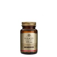 Bottle  of  Solgar  Folacin  (Folic  Acid)  400mcg  by  Solgar,  a  tablet  indicated  for  prenatal  and  pregnancy  support.