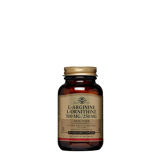 SolgarL-Arginina+L-OrnithineVegetableCapsulesx50 Bottle of Solgar L-Arginina