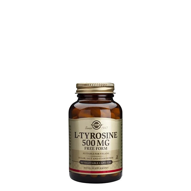 SolgarL-Tyrosine500mgVegetableCapsulesx50 Solgar L-Tyrosine 500mg Cápsulas Vegetais 50 un - Image 1