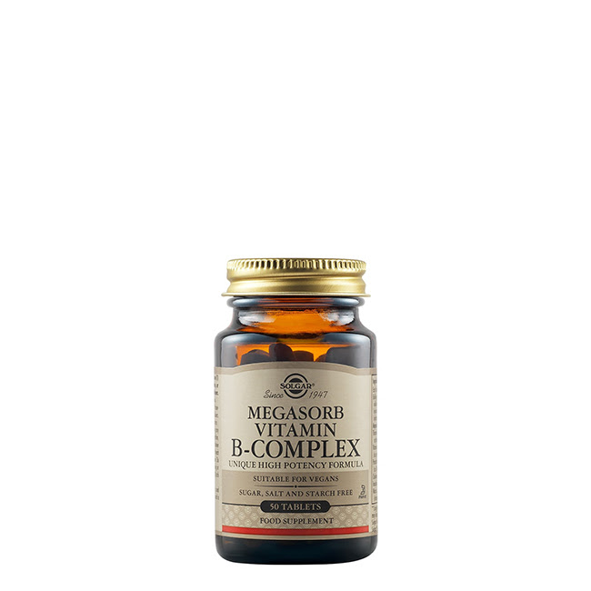 SolgarMegasorbVitaminB-ComplexTabletsx50 ソルガーメガソルブ ビタミンBコンプレックス錠剤 x50 - 画像 (1)