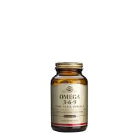 Bottle  of  Solgar  Omega  3-6-9  Softgels  by  Solgar,  a  dietary  supplement  indicated  for  brain  and  cardiovascular  function.