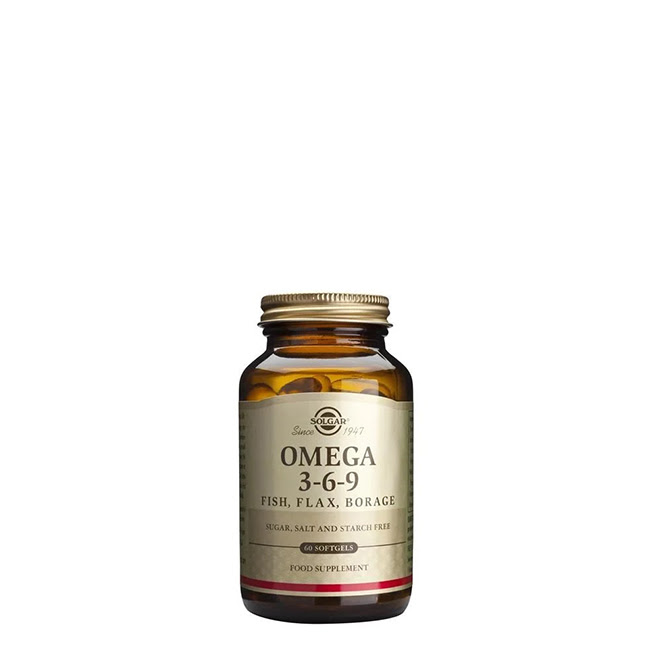 SolgarFullSpectrumOmegaWildAlaskanSoftgelsx120 Bottle of Solgar Omega 3-6-9 Softgels by Solgar, a dietary supplement indicated for brain and cardiovascular function.