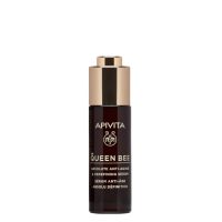 Bottle  of  Apivita  Queen  Bee  Absolute  Anti-Aging  and  Redefining  Serum  by  Apivita,  a  serum  indicated  for  aging  skin.