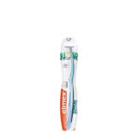 Product  container  of  Elmex  Junior  Toothbrush  by  Elmex,  a  soft  toothbrush  indicated  for  children  aged  6  to  12  years  old.