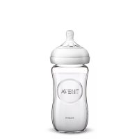 Bottle  of  Philips  Avent  Natural  Glass  Baby  Bottles  by  Philips  Avent,  a  glass  bottle  indicated  for  newborn  feeding.