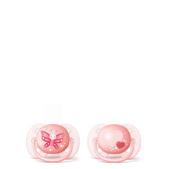 PhilipsAventPacifiersUltraSoftDecoGirl0-6Mx2 Philips Avent Pacifiers Ultra Soft Deco Girl 0-6M x2