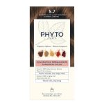 Box of Phytocolor Permanent Hair Color 5.7 Light Chestnut Brown by Phytocolor, a hair dye indicated for natural color and grey coverage.