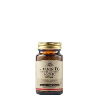 Bottle  of  Solgar  Vitamin  D3  4000  IU  by  Solgar,  vegetable  capsules  indicated  for  immune  system  and  bone  health  support.
