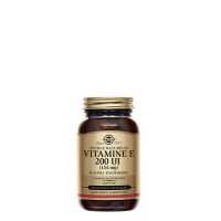 Bottle  of  Solgar  Vitamin  E  200  IU  by  Solgar,  vegetable  softgels  indicated  for  antioxidant  support  and  cell  protection.
