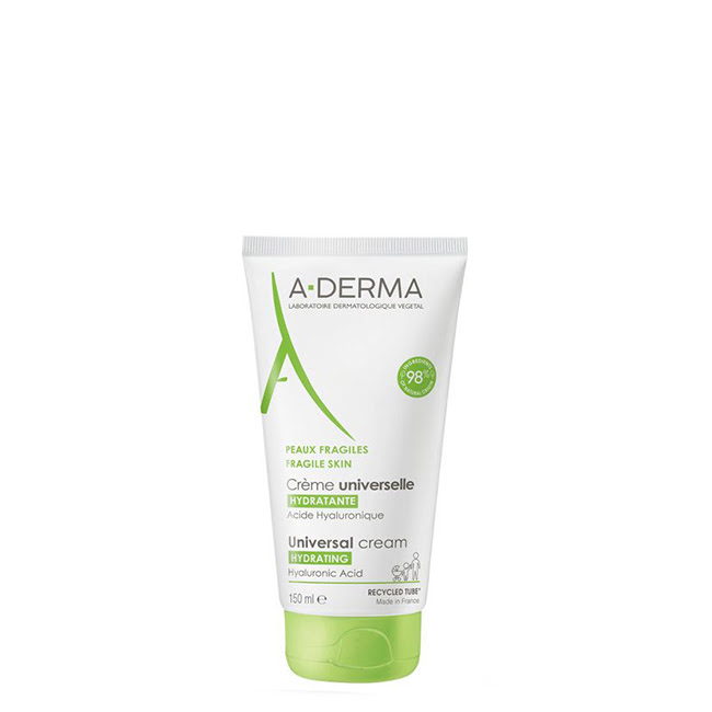 A-DermaUniversalCream150ml Tube of A-Derma Universal Cream by A-Derma, a moisturizing cream indicated for repairing sensitive and fragile skin.