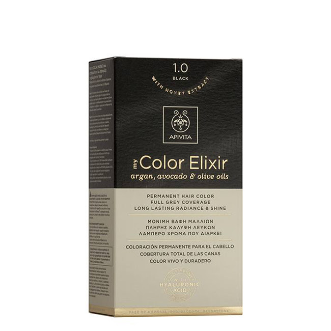 ApivitaMyColorElixirPermanentHairColor10Black Apivita My Color Elixir Coloração Permanente Cor 1.0 Preto - Image 1