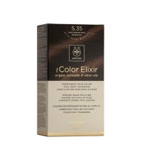 Box  of  Apivita  My  Color  Elixir  Permanent  Hair  Color  5.35  Light  Brown  Gold  Manogany  by  Apivita,  a  hair  dye  indicated  for  gold  mahogany  color.