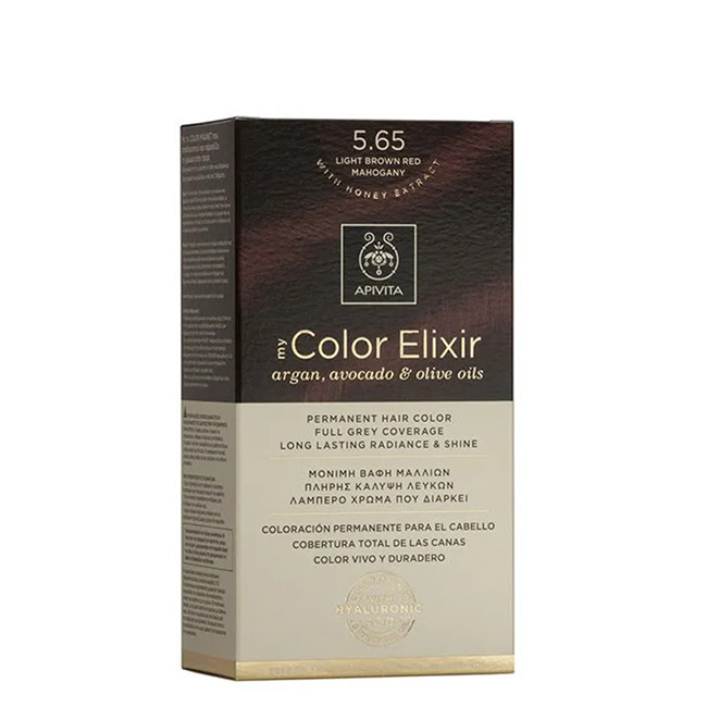 ApivitaMyColorElixirPermanentHairColor565LightBrownRedMahogany Apivita My Color Elixir Tinta Capilar Permanente 5.65 Castanho Claro Mahogany - Image 1