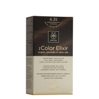 Box  of  Apivita  My  Color  Elixir  Permanent  Hair  Color  6.35  Dark  Blonde  Gold  Mahogany  by  Apivita,  a  hair  dye  indicated  for  gold  mahogany  blonde.