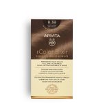 Box of Apivita My Color Elixir Permanent Hair Color 8.3 Light Blonde Gold Pearl, a creamy dye indicated for natural hair color.