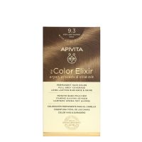Box  of  Apivita  My  Color  Elixir  Permanent  Hair  Color  9.3  Very  Light  Blonde  Gold,  a  creamy  dye  indicated  for  radiant  hair  color.