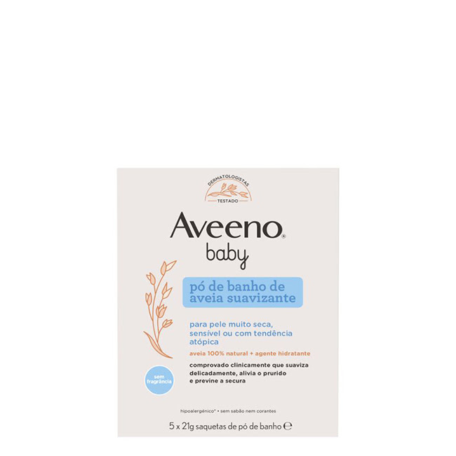 AveenoBabySoothingBathTreatment5x21g Sachet of Aveeno Baby Soothing Bath Treatment by Aveeno, a cleansing powder indicated for itchy and dry skin.