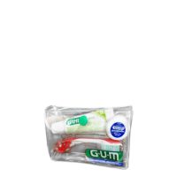 Box  of  GUM  ActiVital  Travel  Kit  by  GUM,  a  dental  care  set  indicated  for  protecting  teeth  and  gums  during  travel.