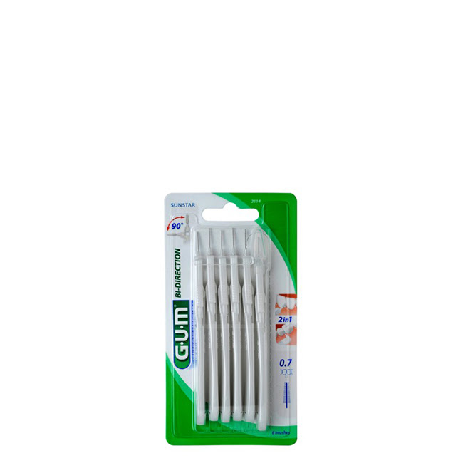 GUMBi-DirectionInterdentalBrush07mmx6 GUM Bi-Direction Escovilhão 0.7mm x6 - Image 1