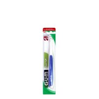 Product  container  of  GUM  End-Tuft  Toothbrush  Soft  308  by  GUM,  a  tufted  toothbrush  indicated  for  cleaning  orthodontic  brackets.
