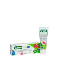 Tube  of  GUM  Kids  Toothpaste  Strawberry  50ml  by  GUM,  a  toothpaste  indicated  for  protecting  baby  teeth  and  preventing  cavities.