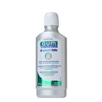 Bottle  of  GUM  Original  White  Mouthwash  by  GUM,  a  liquid  mouthwash  indicated  for  dissolving  stains  and  strengthening  tooth  enamel.