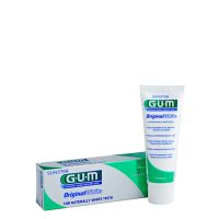 Tube  of  GUM  Original  White  Toothpaste  by  GUM,  a  toothpaste  indicated  for  dissolving  stains  and  restoring  the  natural  white  of  teeth.