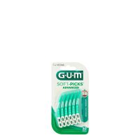 Box  of  GUM  Soft  Picks  Advanced  Medium  by  GUM,  a  curved  toothpick  indicated  for  thorough  cleaning  of  the  mouth.