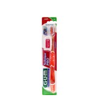 Product  container  of  GUM  Technique  Pro  Toothbrush  Compact  Soft  by  GUM,  a  soft  brush  indicated  for  daily  oral  hygiene.