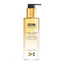 Bottle  of  Isdin  Isdinceutics  Essential  Cleansing  by  Isdin,  a  cleansing  oil  indicated  for  removing  makeup  and  pollution  from  the  skin.