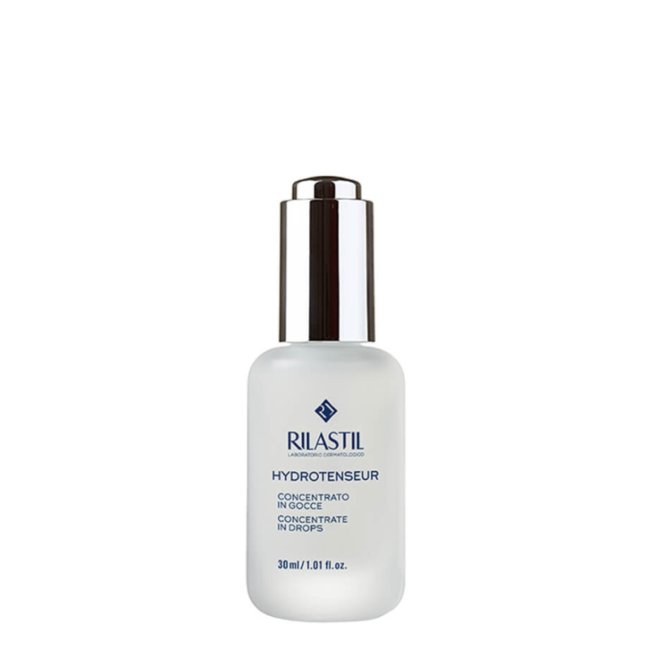 Rilastil Hydrotenseur Serum Concentrate Bottle of Rilastil Hydrotenseur Concentrate in Drops by Rilastil, a concentrated serum indicated for mitigating signs of skin aging.