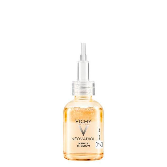 VichyNeovadiolMeno5Bi-Serum30ml Bottle of Vichy Neovadiol Meno 5 Bi-Serum by Vichy, a fluid serum indicated for reactivating elasticity and firmness after menopause.
