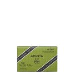 Product container of Apivita Olive Natural Soap by Apivita, a solid soap indicated for cleansing and moisturizing dry skin.