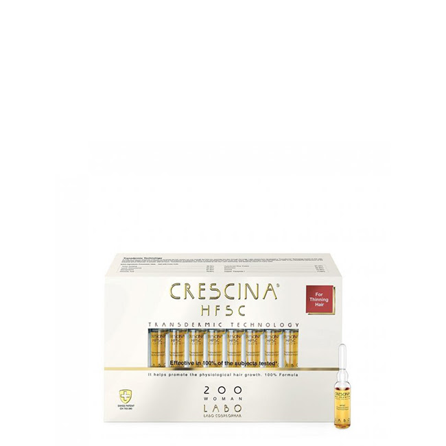 CrescinaHFSCTransdermicRe-Growth200WomanAmpoulesx20 Box of Crescina HFSC Transdermic Re-Growth 200 Woman Ampoules by Crescina, a treatment indicated for initial hair thinning.