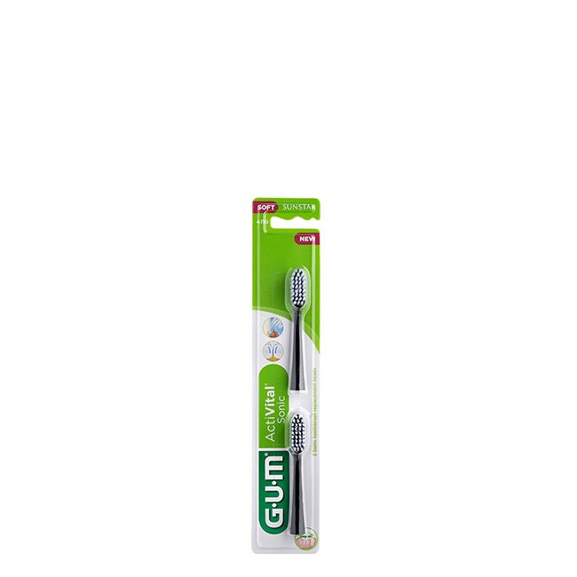 GUMActiVitalSonicRefillsx2 Box of GUM ActiVital Sonic Refills by GUM, a toothbrush refill indicated for removing plaque and stimulating gums.
